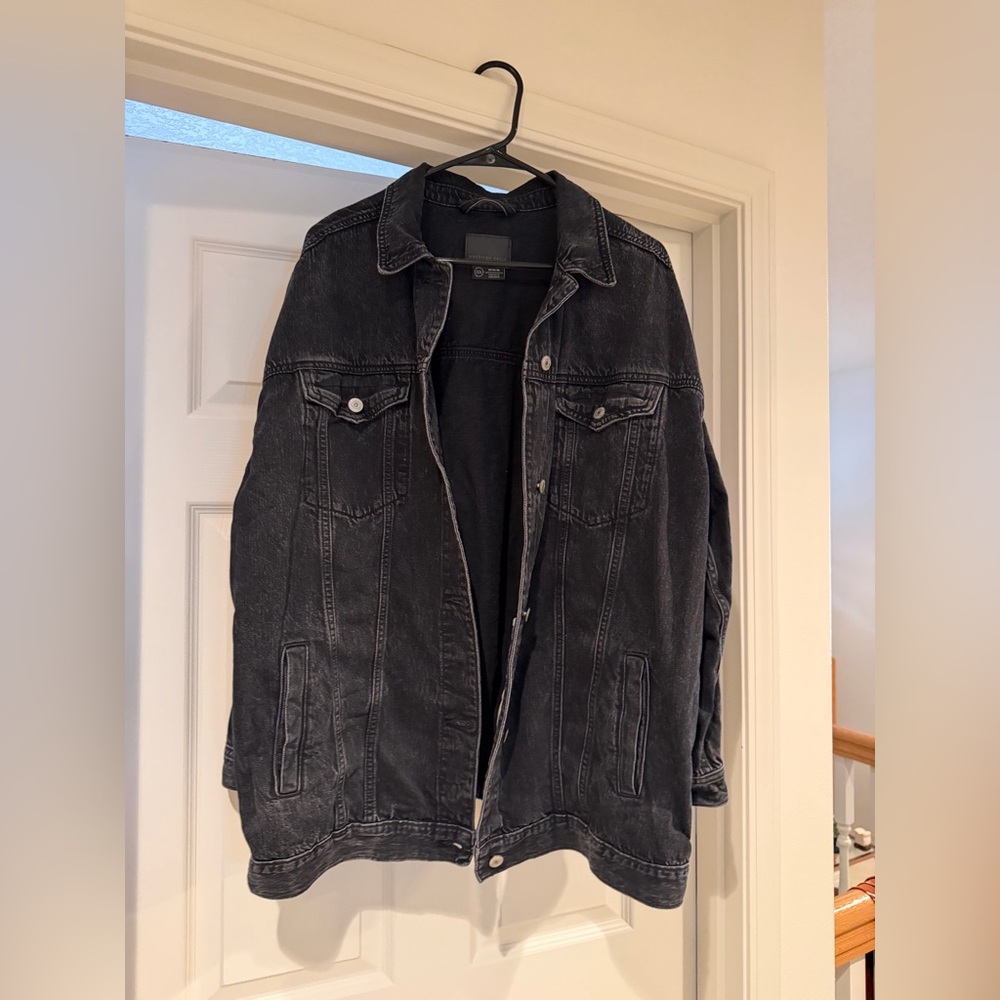 American Eagle Outfitters Black Washed Denim Jacket